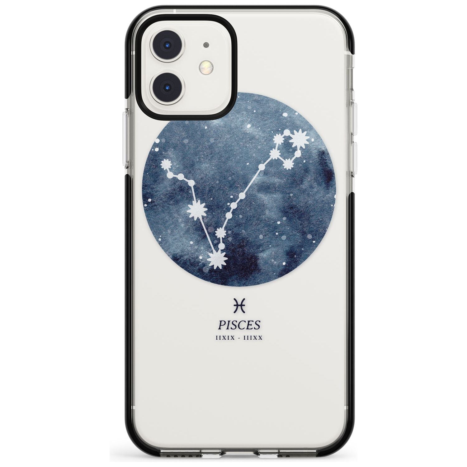 Pisces Zodiac Transparent Design - Blue Black Impact Phone Case for iPhone 11