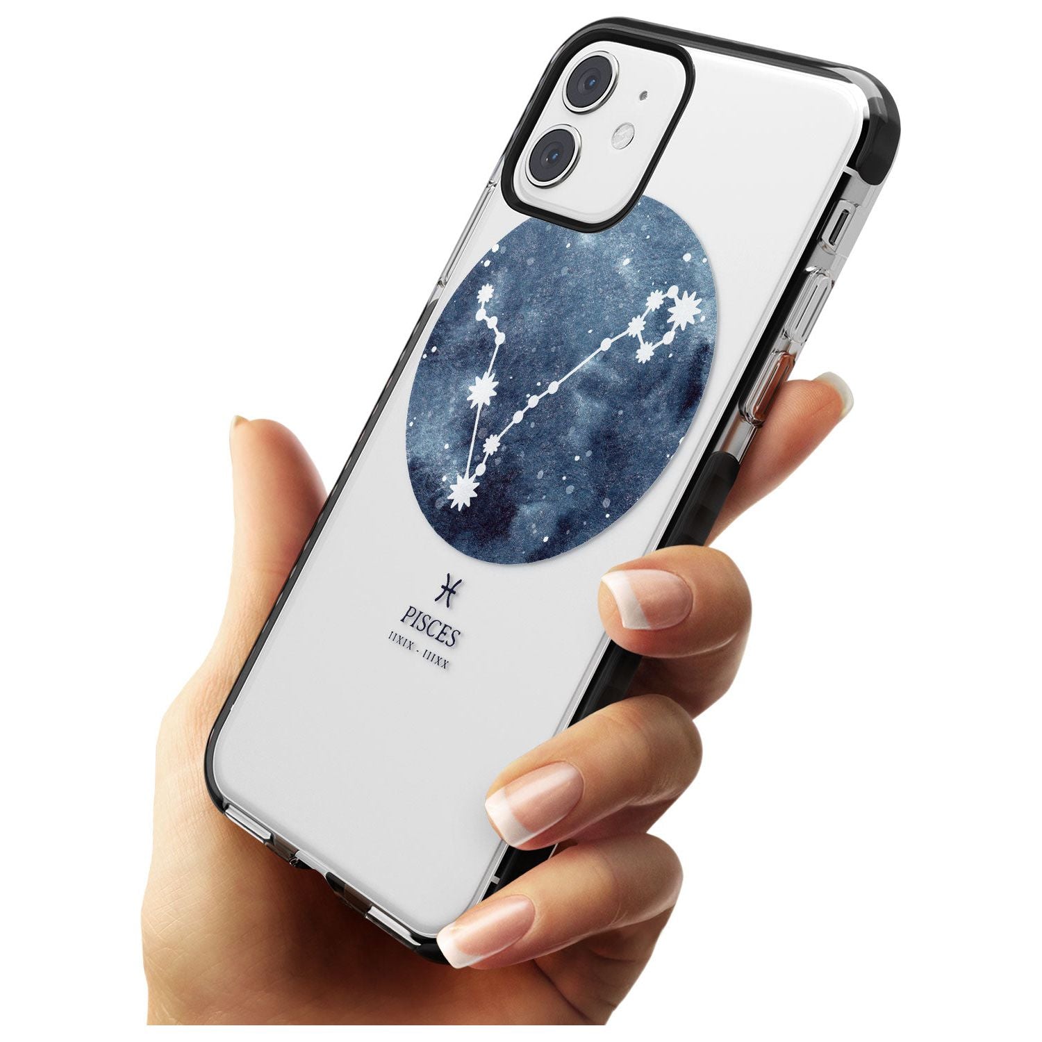 Pisces Zodiac Transparent Design - Blue Black Impact Phone Case for iPhone 11