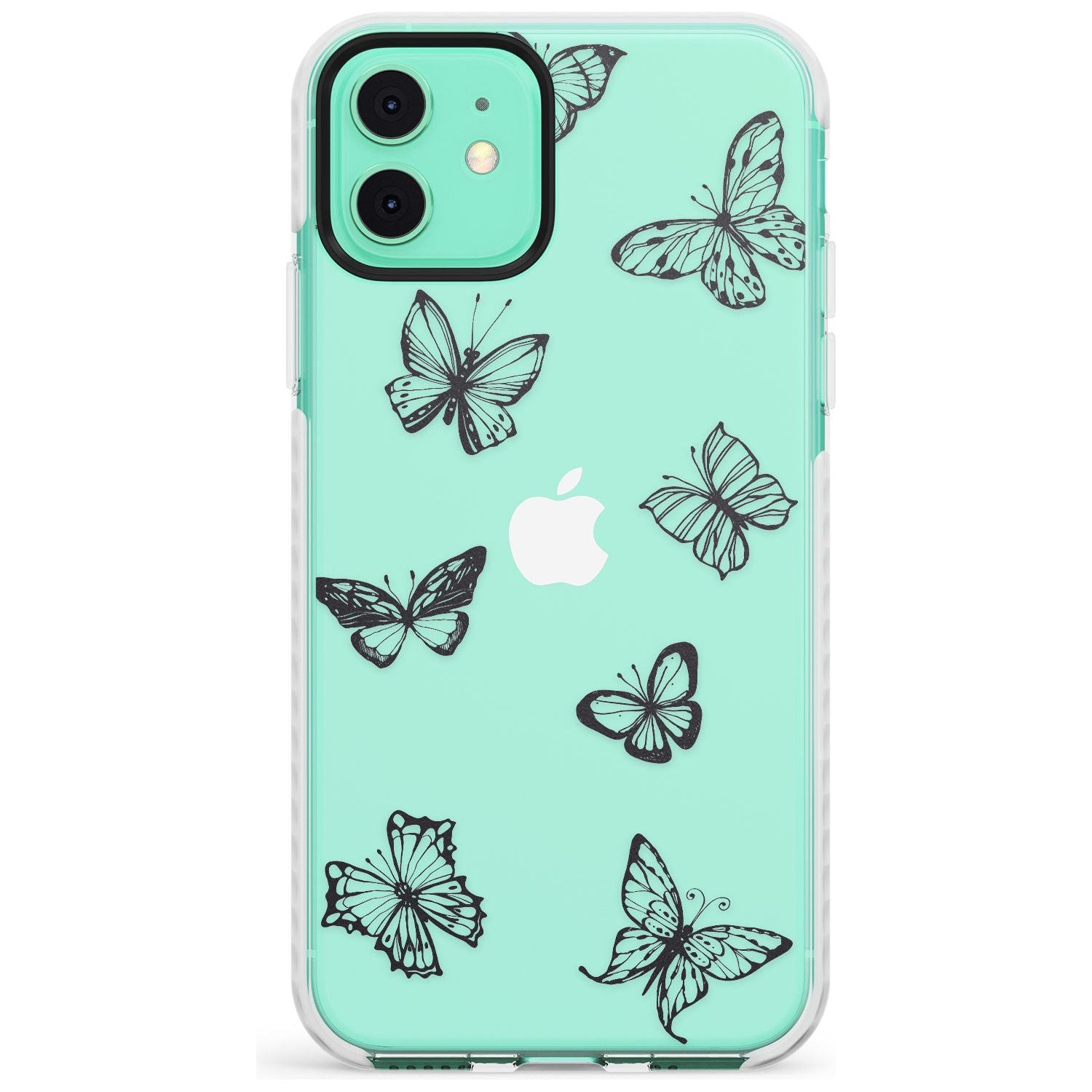 Grey Butterfly Line Pattern Impact Phone Case for iPhone 11