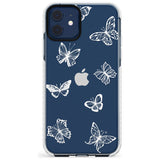 White Butterfly Line Pattern Impact Phone Case for iPhone 11