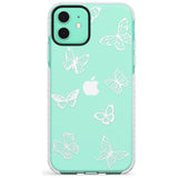 White Butterfly Line Pattern Impact Phone Case for iPhone 11