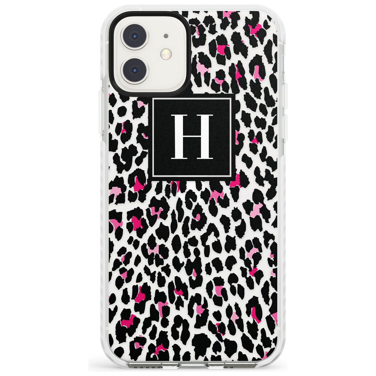 Customised Pink Monogram Leopard Spots Impact Phone Case for iPhone 11