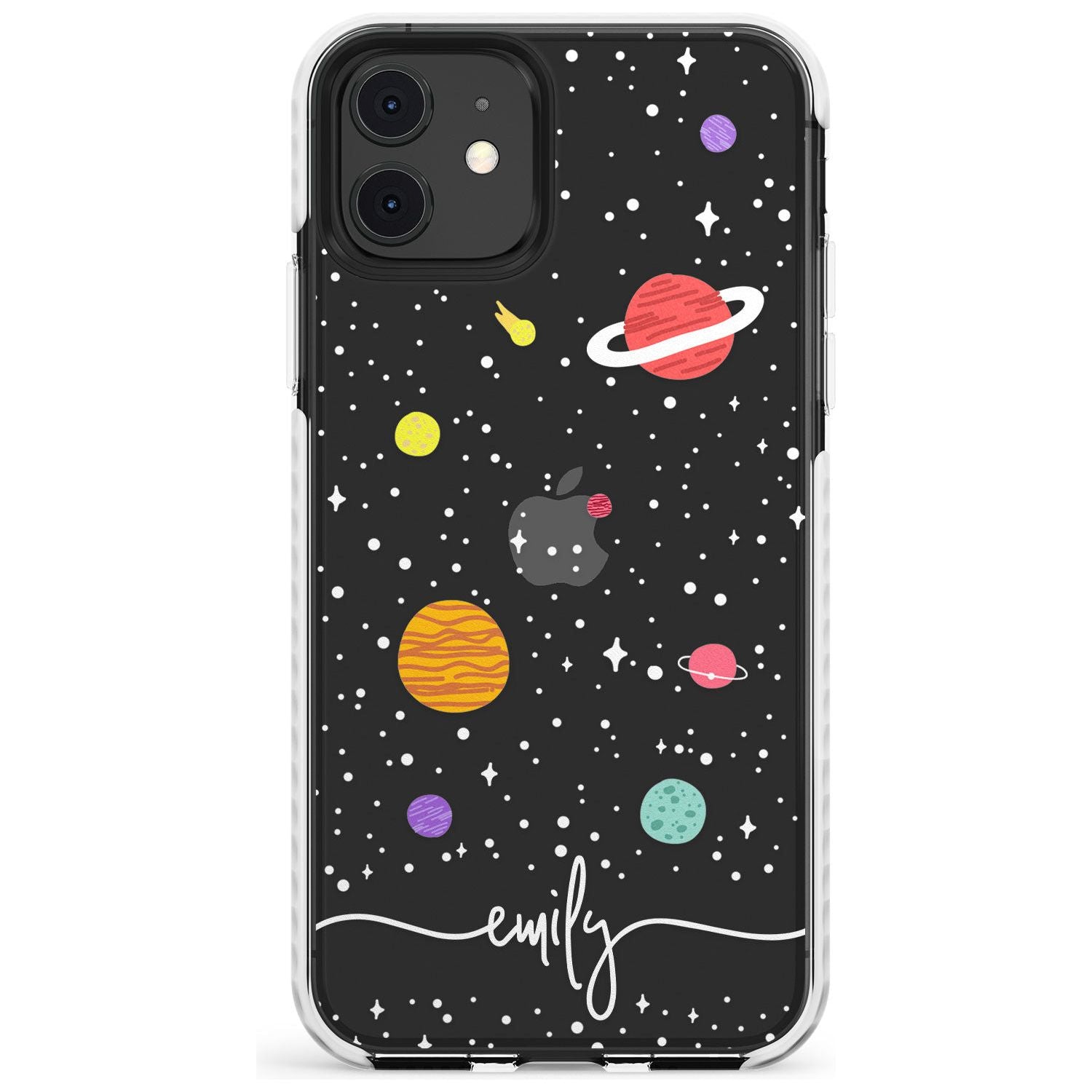 Custom Cute Cartoon Planets (Clear) Slim TPU Phone Case for iPhone 11