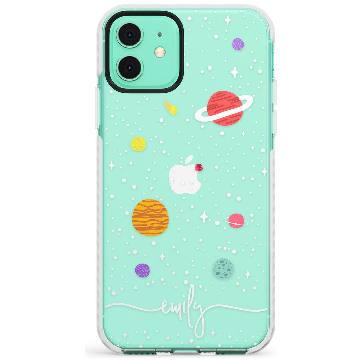 Custom Cute Cartoon Planets (Clear) Slim TPU Phone Case for iPhone 11