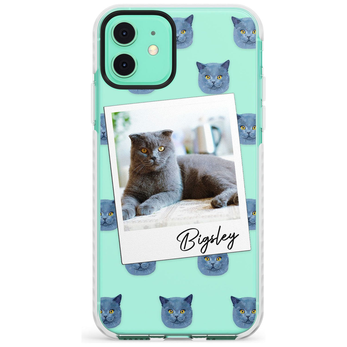 Personalised English Blue Cat Photo Impact Phone Case for iPhone 11