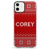 Personalised Red Christmas Knitted Jumper Impact Phone Case for iPhone 11