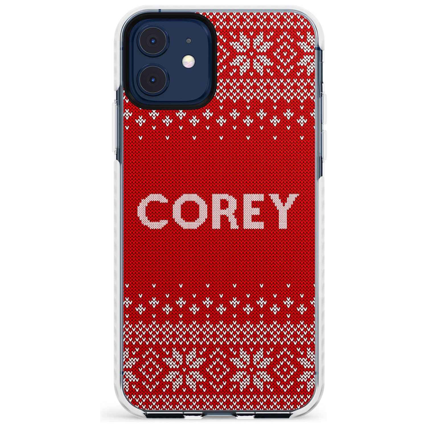 Personalised Red Christmas Knitted Jumper Impact Phone Case for iPhone 11