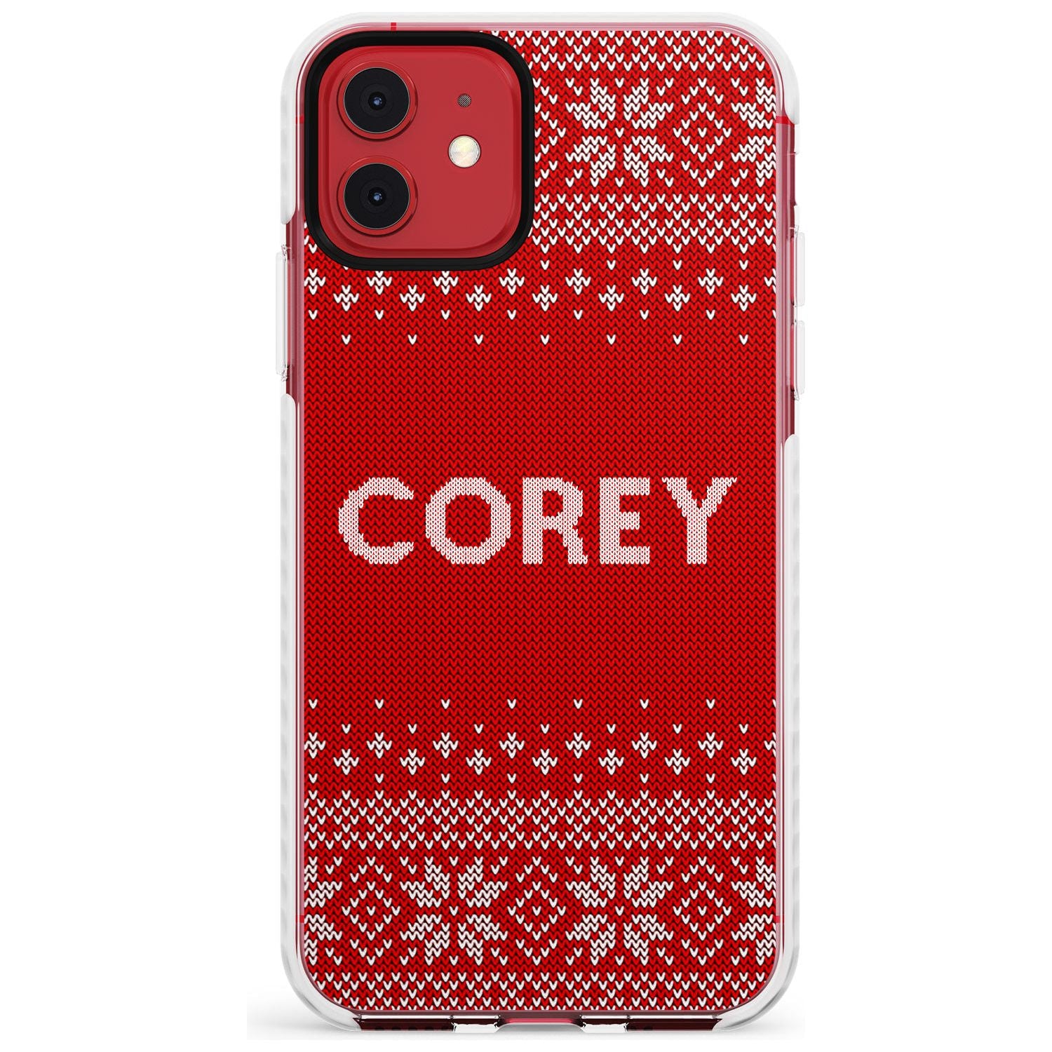 Personalised Red Christmas Knitted Jumper Impact Phone Case for iPhone 11