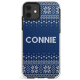 Personalised Blue Christmas Knitted Jumper Impact Phone Case for iPhone 11