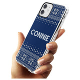 Personalised Blue Christmas Knitted Jumper Impact Phone Case for iPhone 11