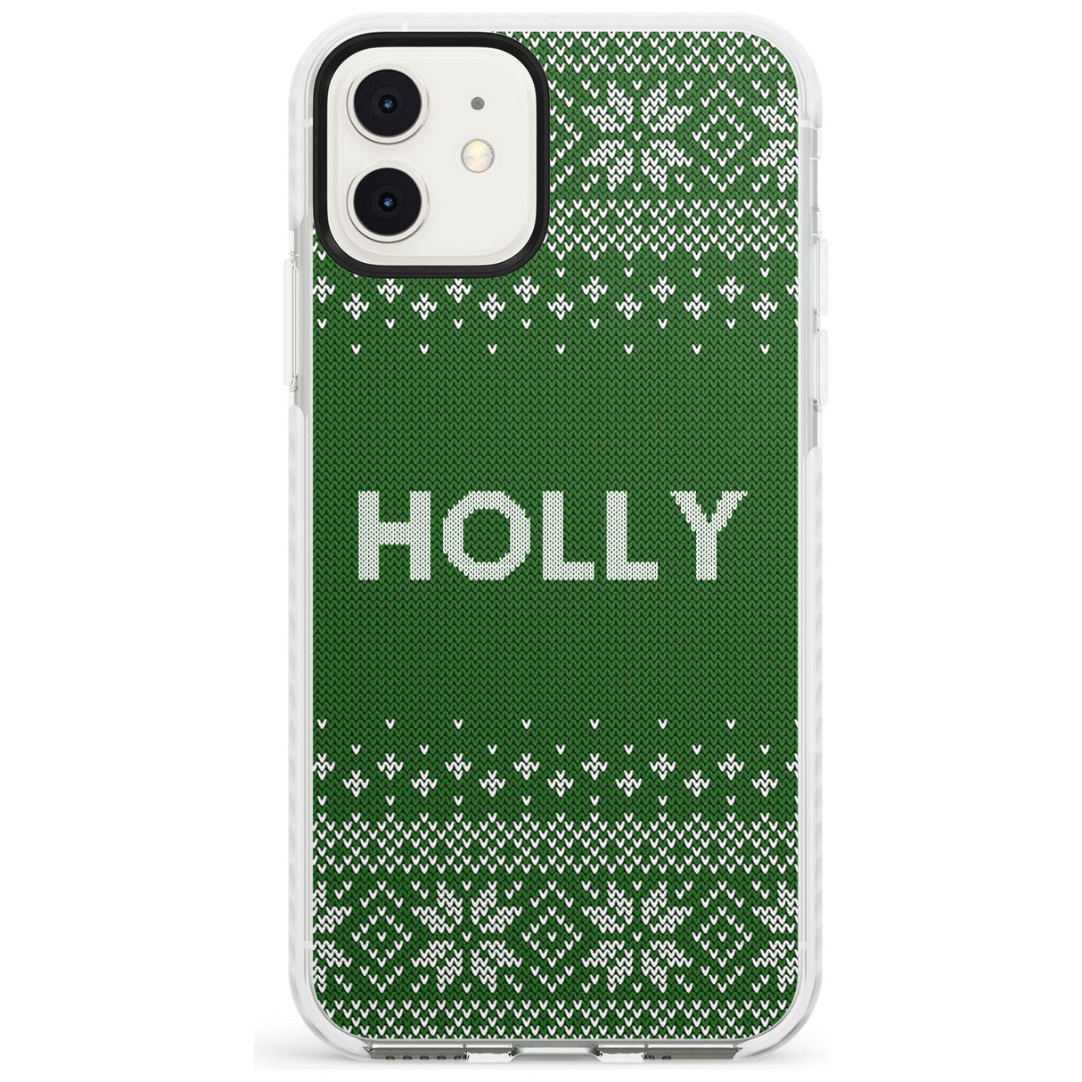 Personalised Green Christmas Knitted Jumper Impact Phone Case for iPhone 11