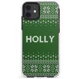 Personalised Green Christmas Knitted Jumper Impact Phone Case for iPhone 11