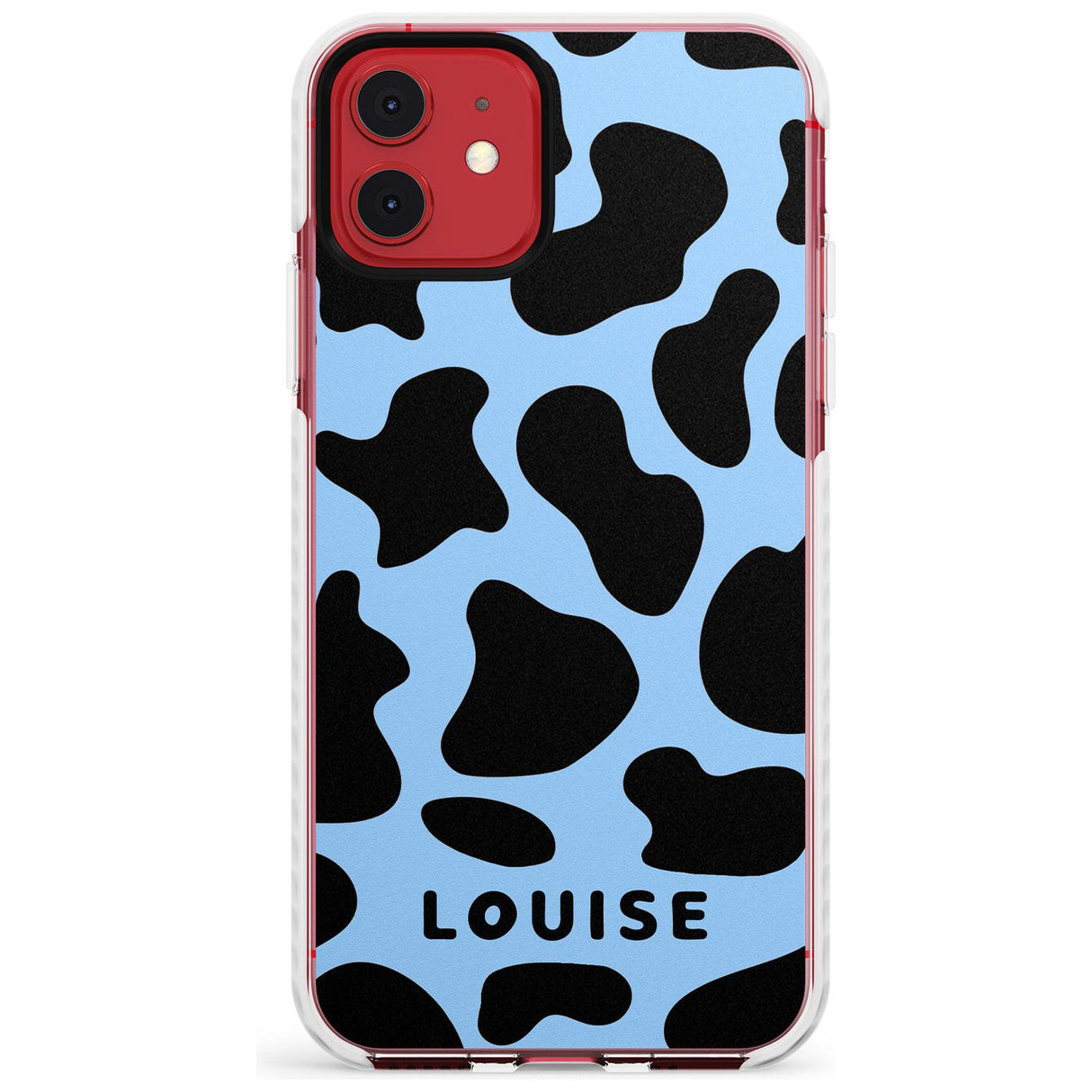 Personalised Blue and Black Cow Print Impact Phone Case for iPhone 11