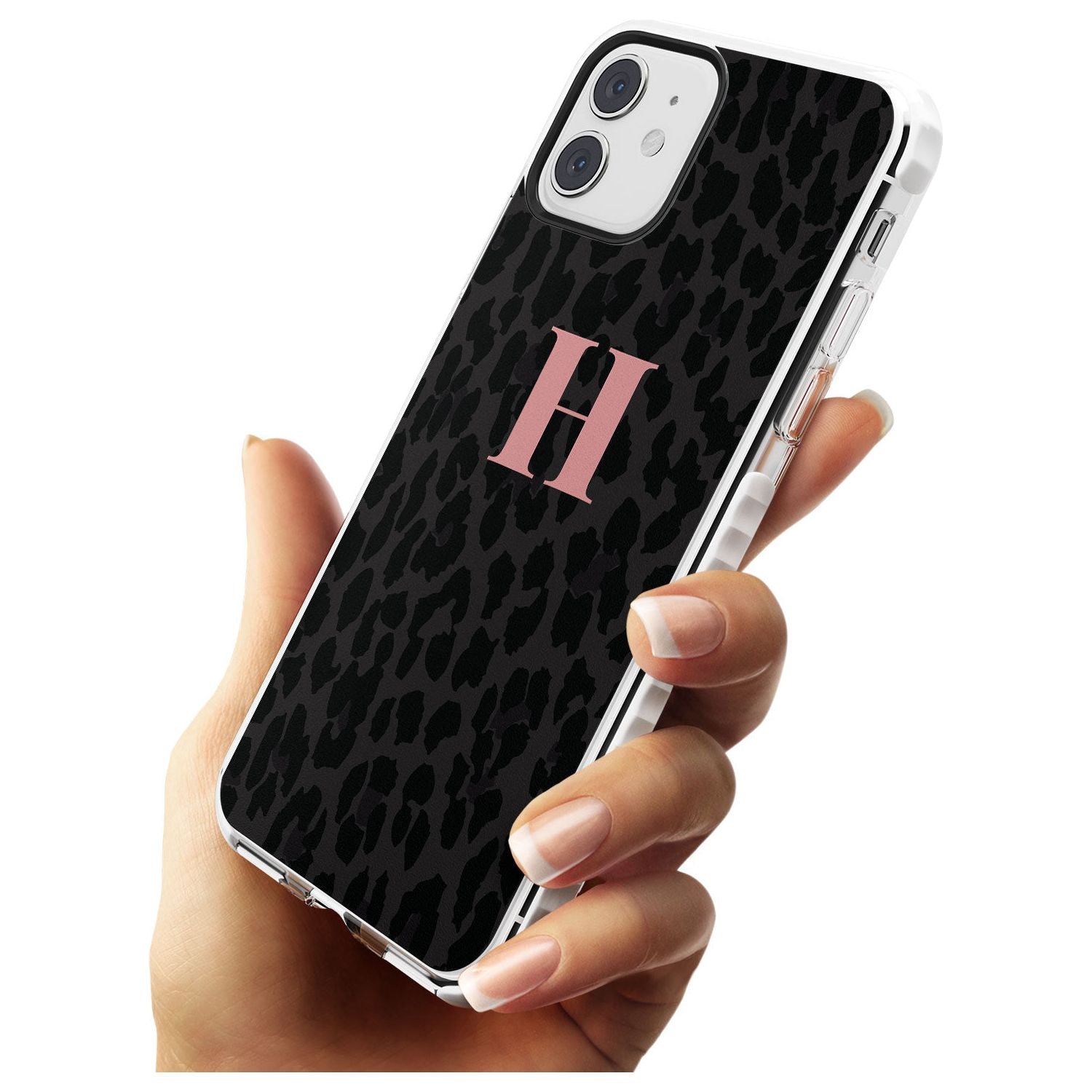 Small Pink Leopard Monogram Impact Phone Case for iPhone 11