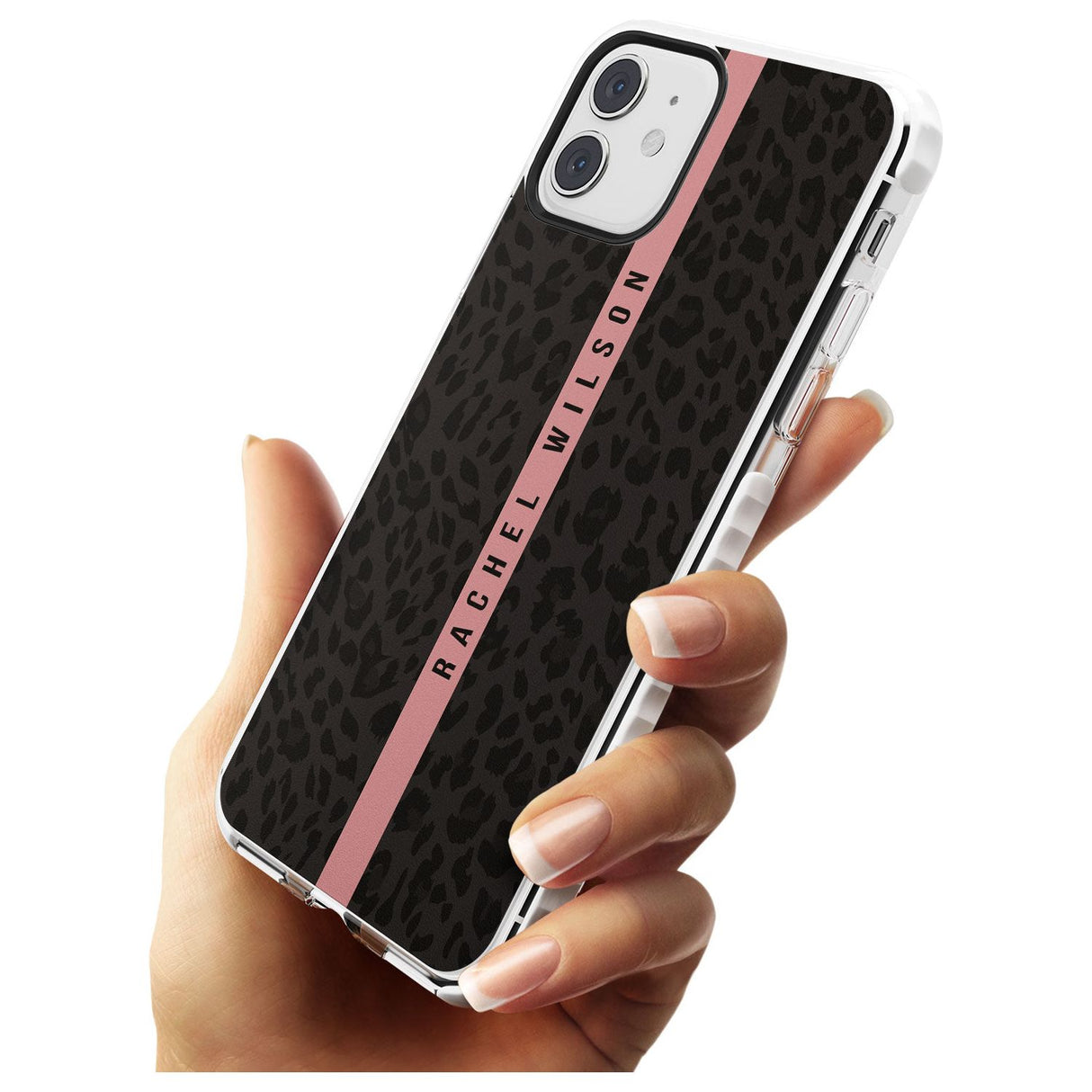 Pink Stripe Leopard Pattern Impact Phone Case for iPhone 11