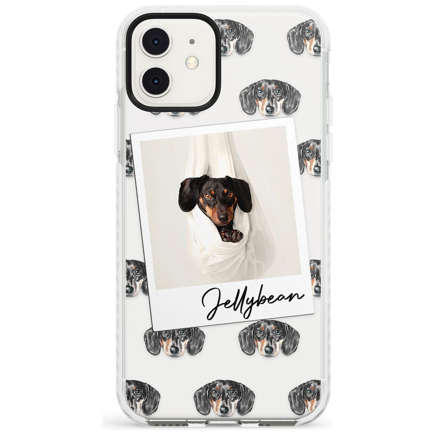 Dachshund, Black- Custom Dog Photo Slim TPU Phone Case for iPhone 11
