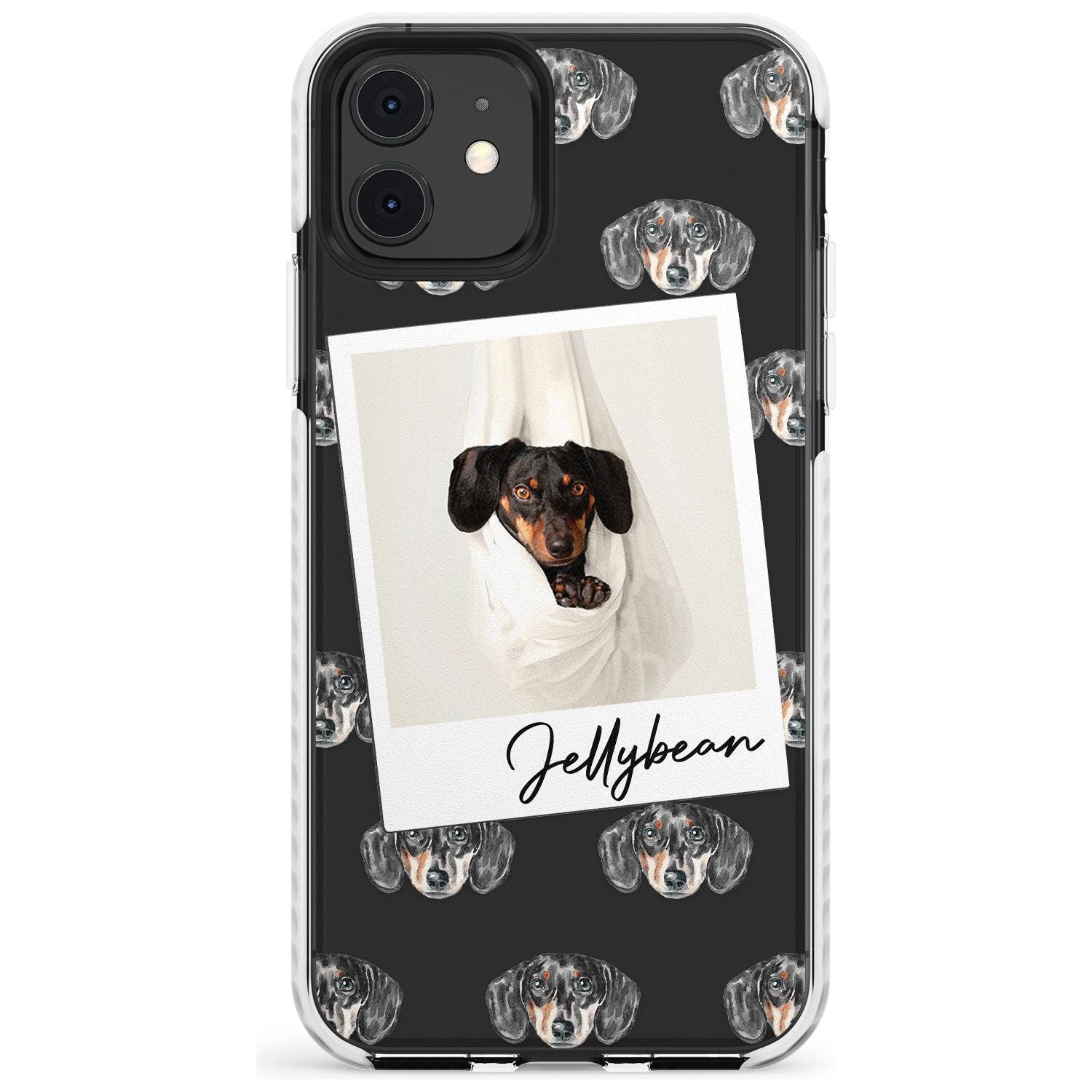 Dachshund, Black- Custom Dog Photo Slim TPU Phone Case for iPhone 11
