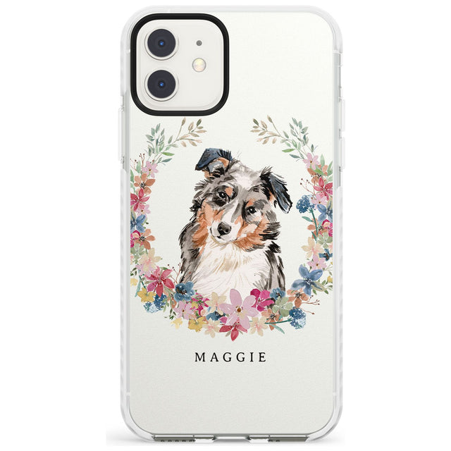 Australian Shepherd Watercolour Dog Portrait Impact Phone Case for iPhone 11