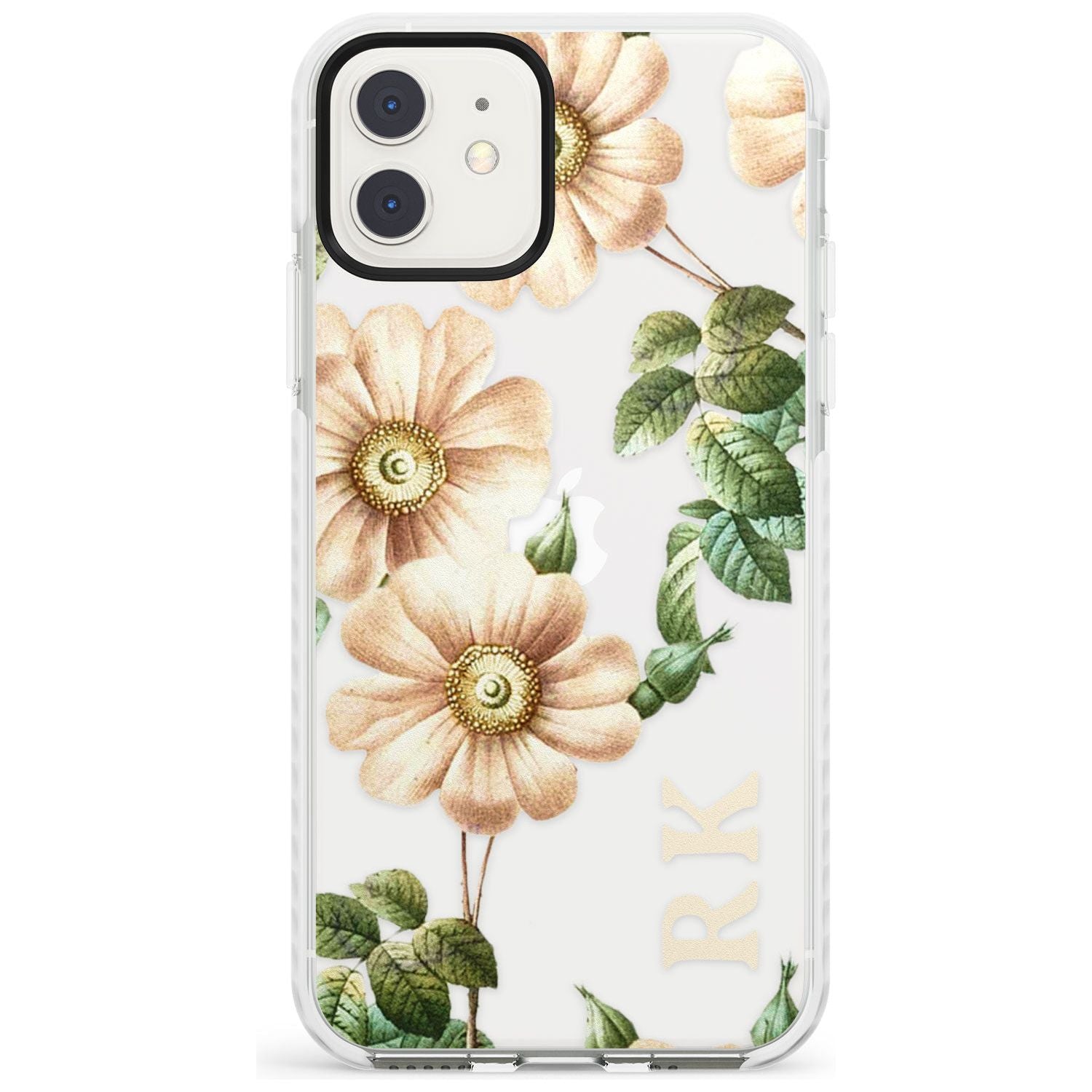 Custom Clear Vintage Floral Cream Anemones Impact Phone Case for iPhone 11