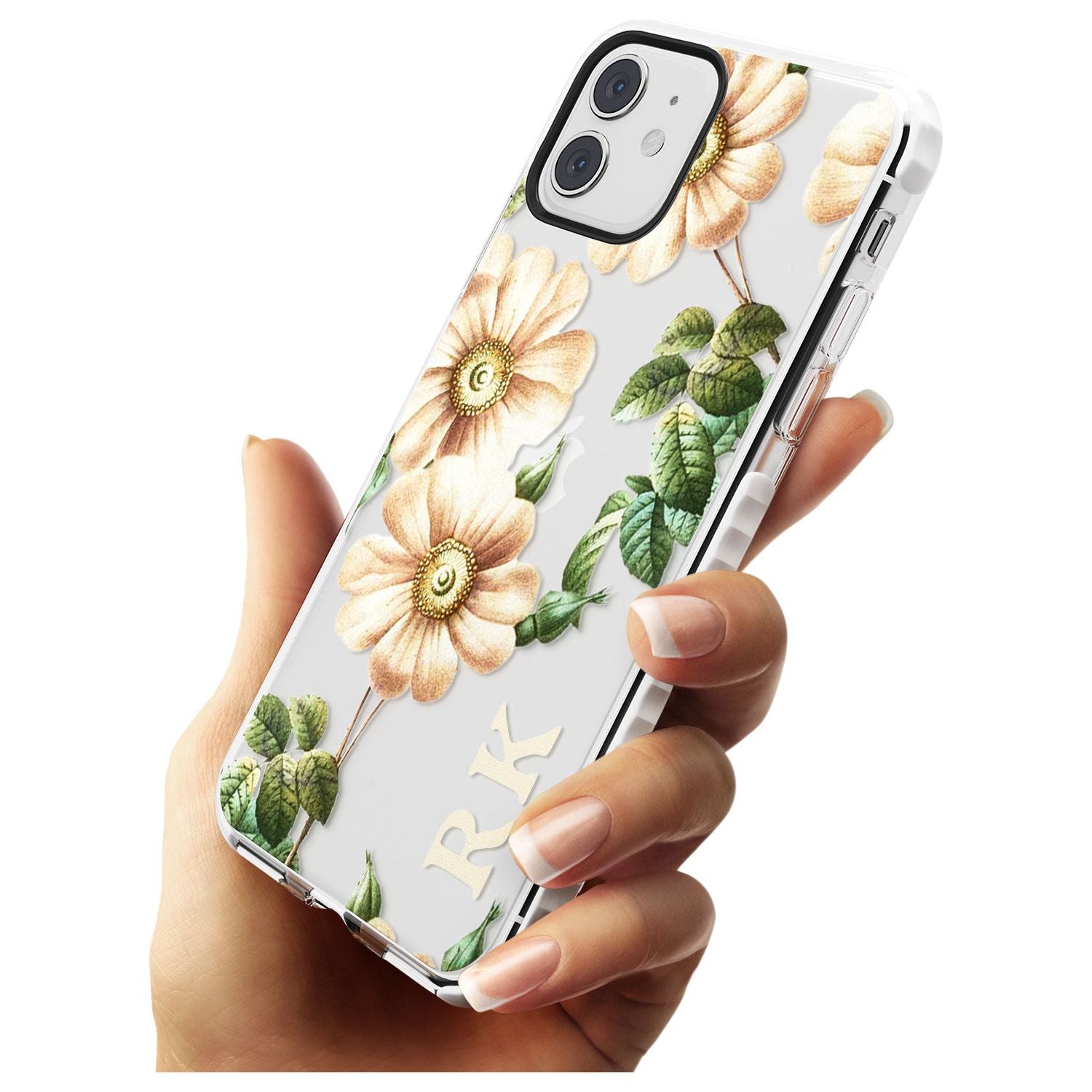 Custom Clear Vintage Floral Cream Anemones Impact Phone Case for iPhone 11