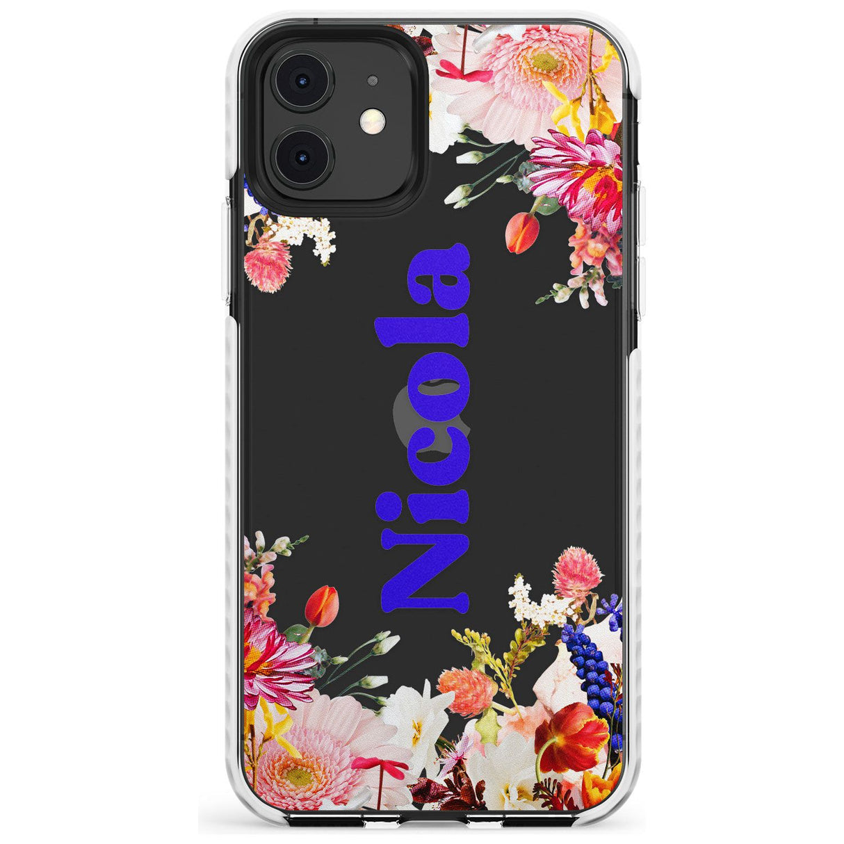 Custom Text with Floral Borders Slim TPU Phone Case for iPhone 11