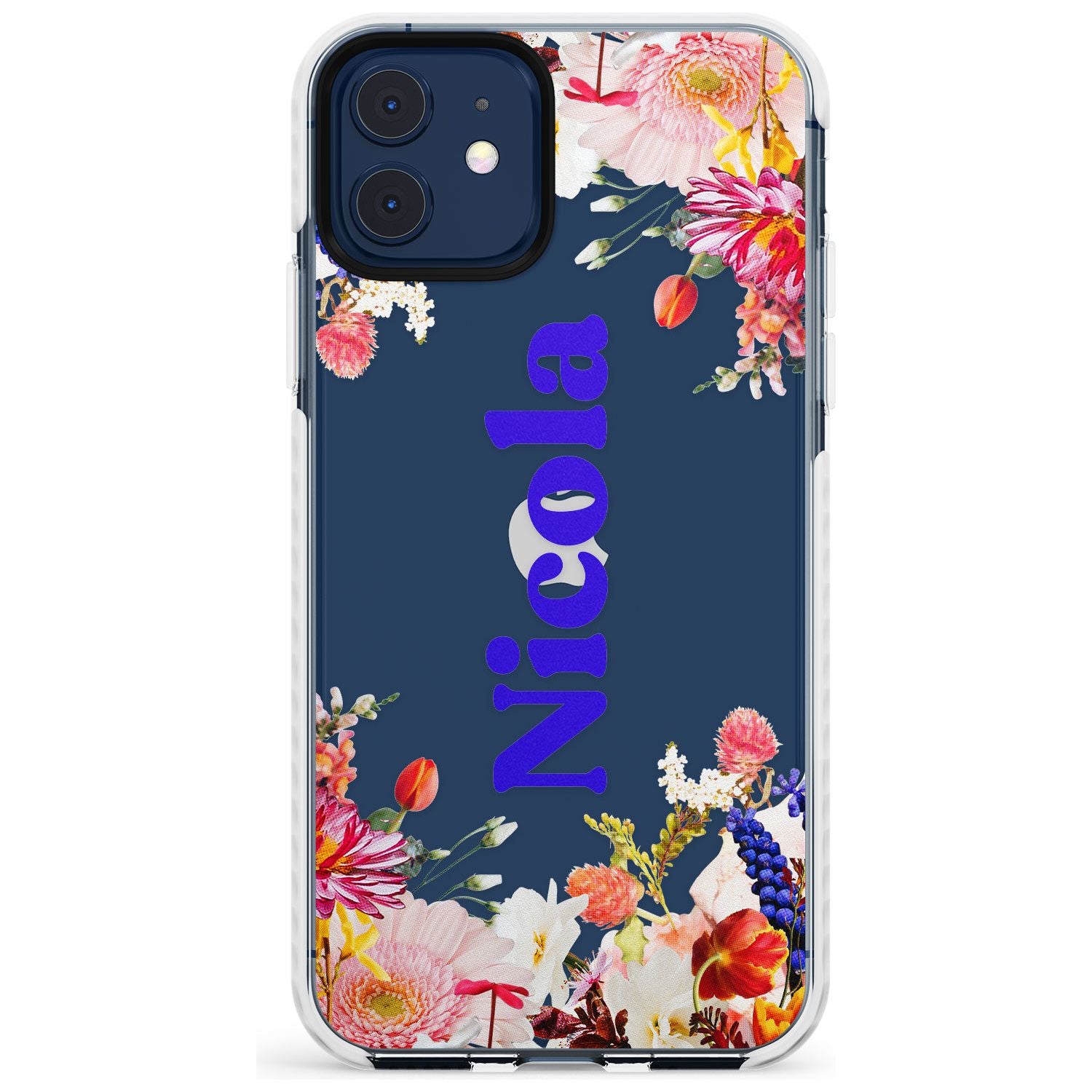 Custom Text with Floral Borders Slim TPU Phone Case for iPhone 11