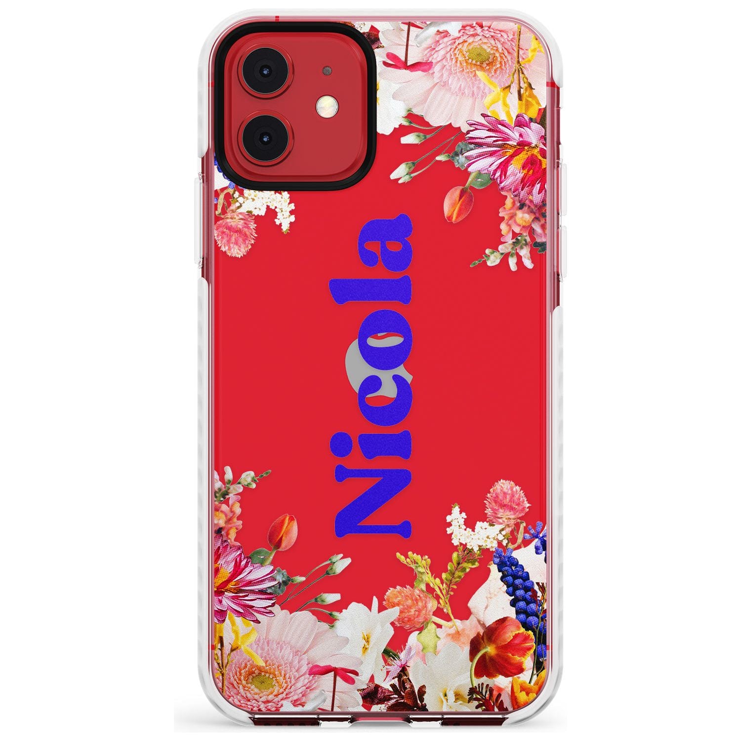 Custom Text with Floral Borders Slim TPU Phone Case for iPhone 11