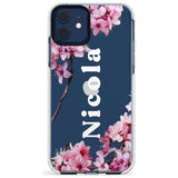 Cherry Blossoms with Custom Text Slim TPU Phone Case for iPhone 11