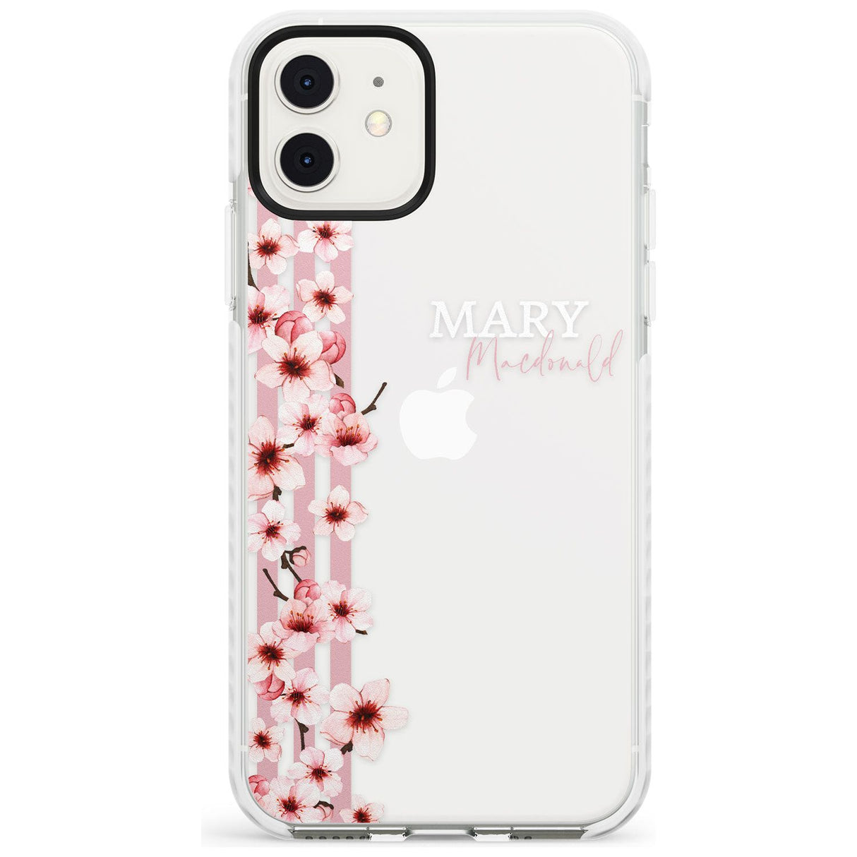 Cherry Blossoms & Stripes Transparent  Slim TPU Phone Case for iPhone 11