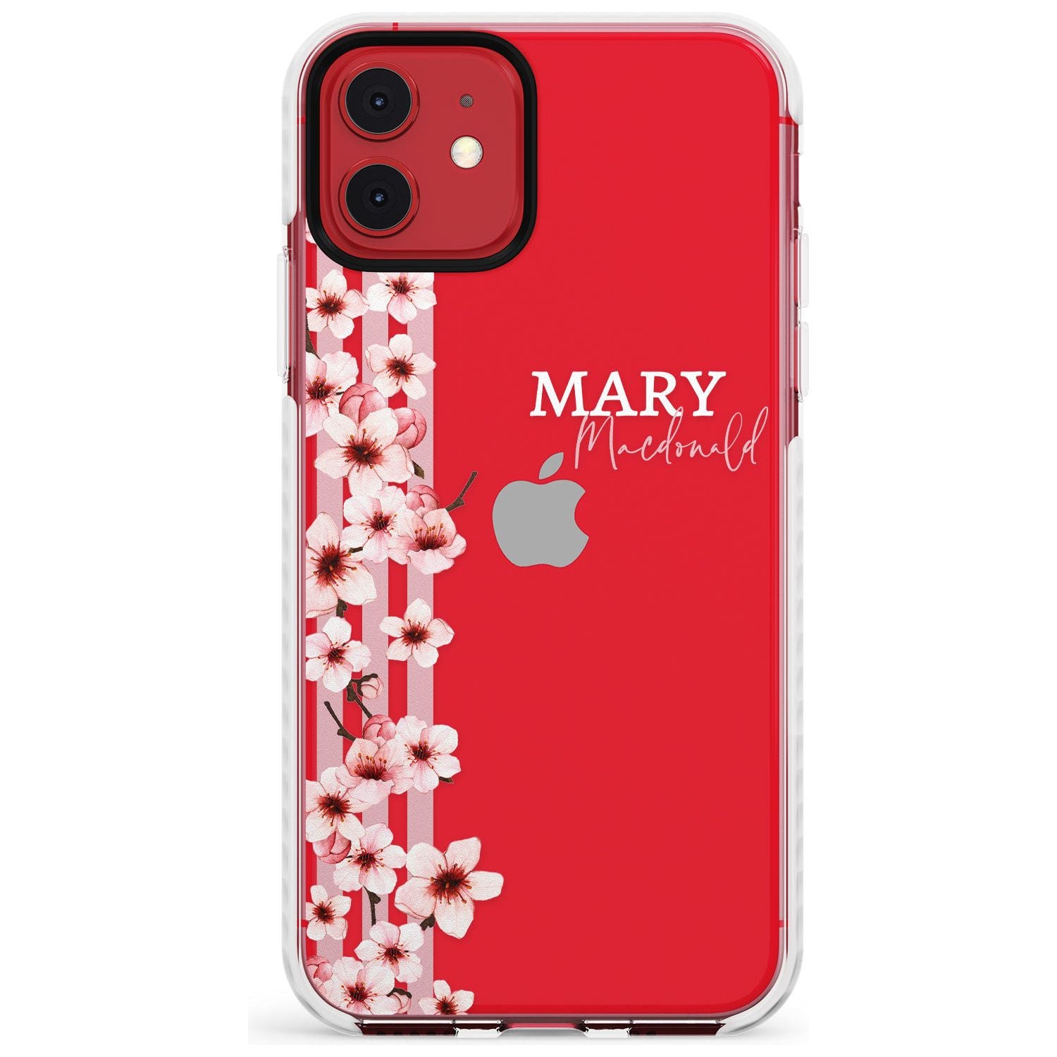 Cherry Blossoms & Stripes Transparent  Slim TPU Phone Case for iPhone 11