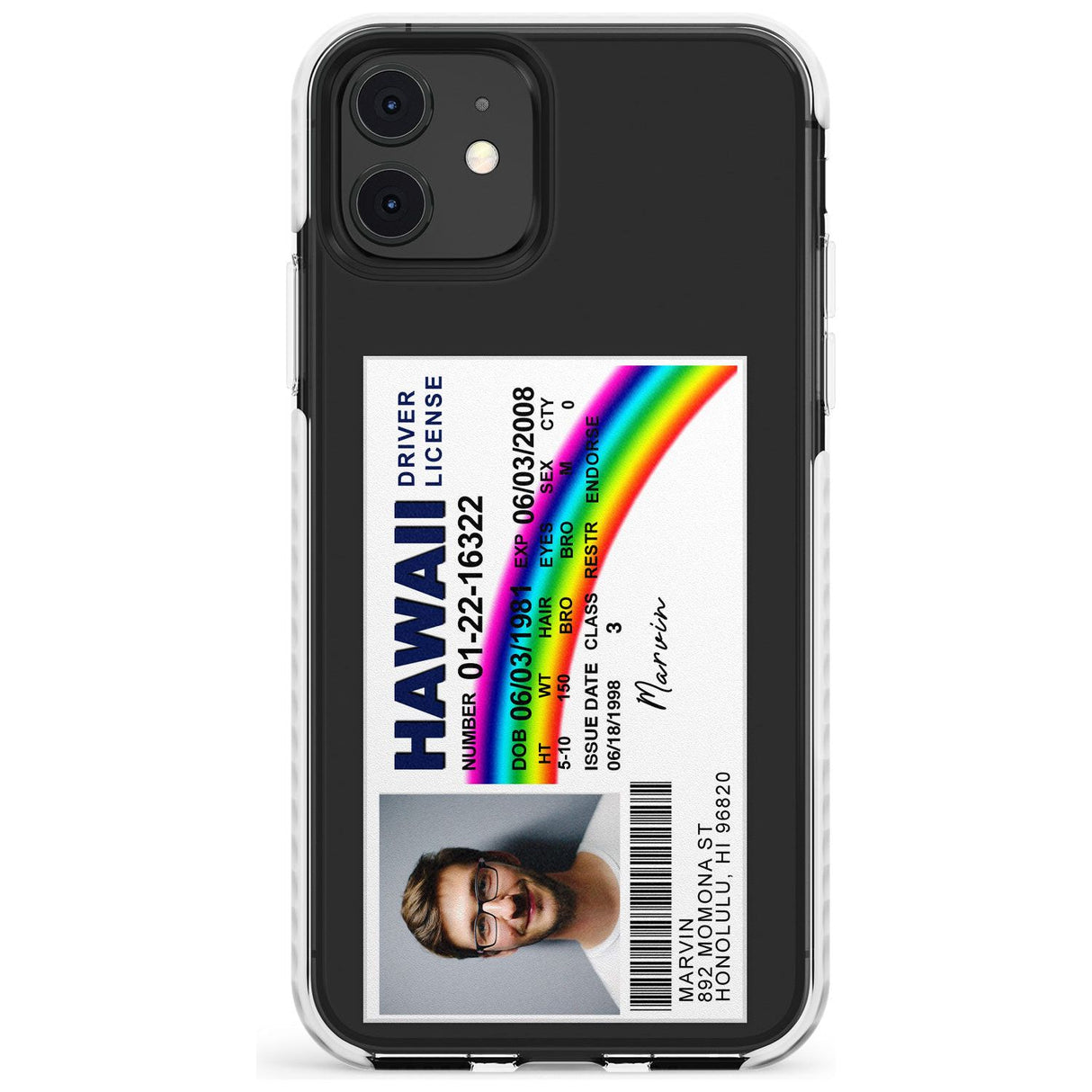 Personalised Hawaii Driving License Impact Phone Case for iPhone 11