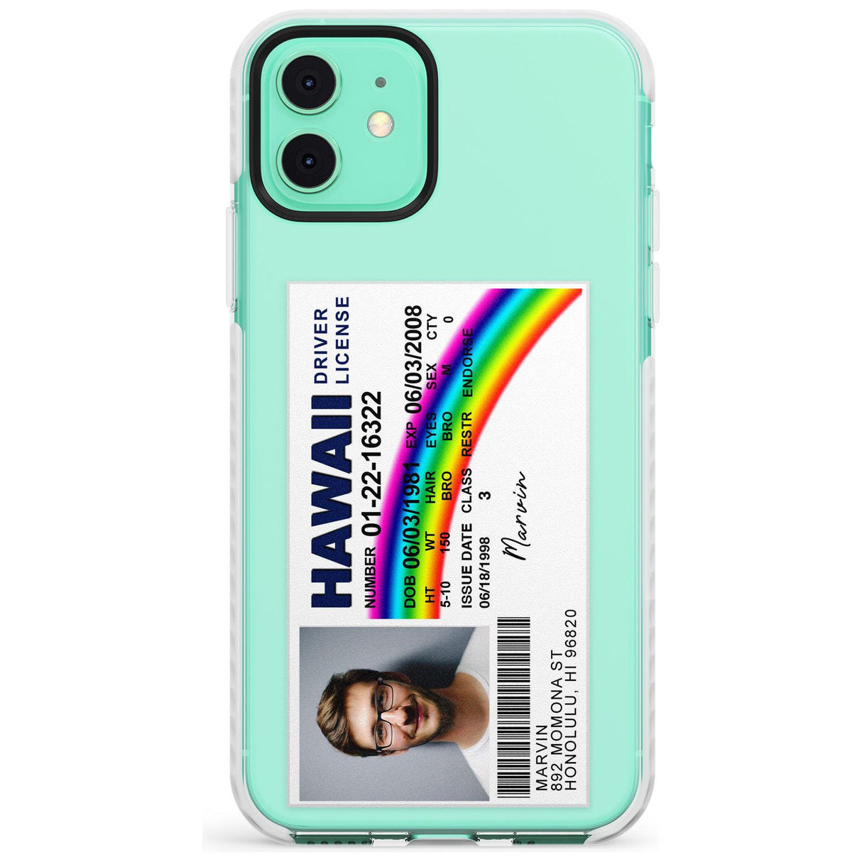 Personalised Hawaii Driving License Impact Phone Case for iPhone 11