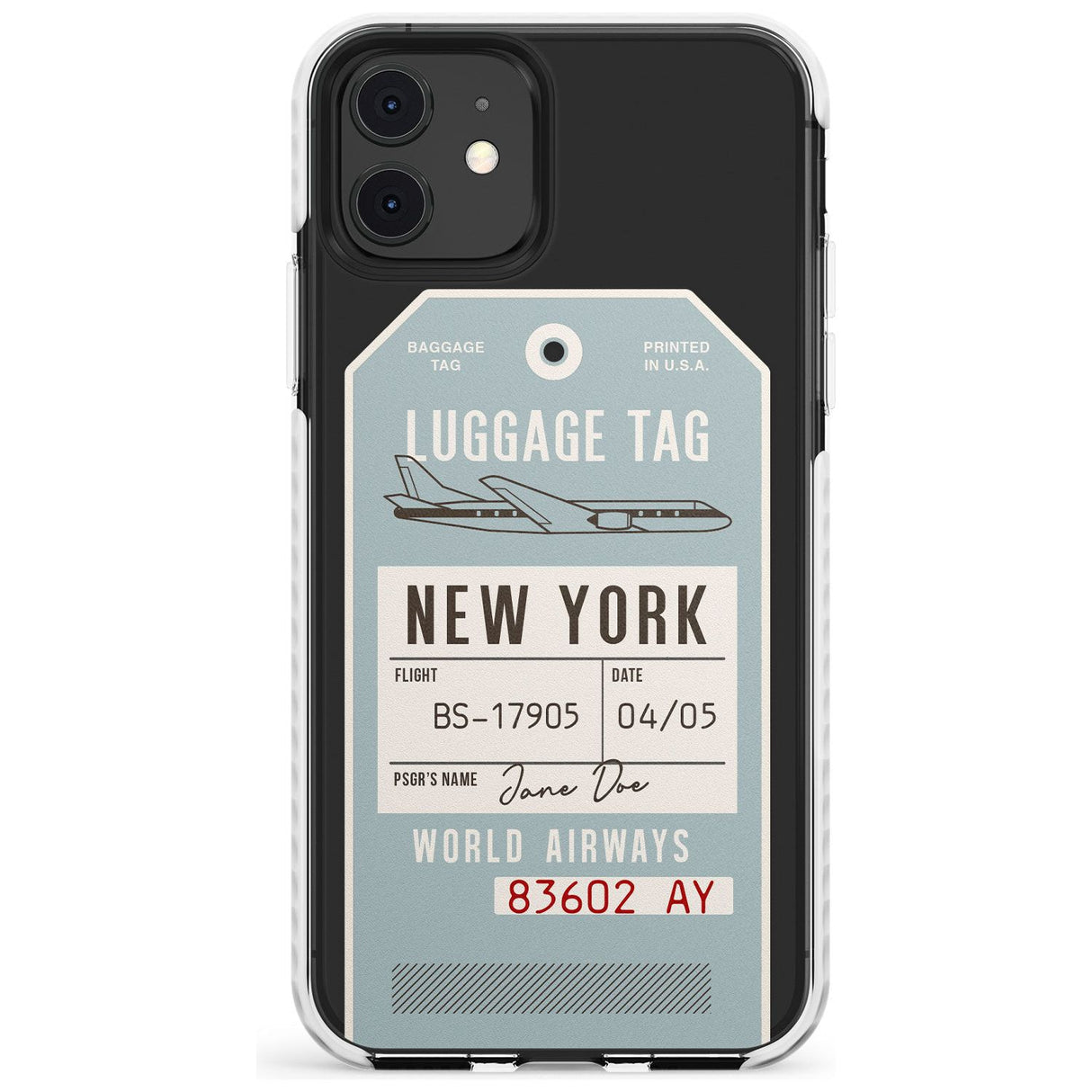 Custom Vintage USA Luggage Tag Slim TPU Phone Case for iPhone 11