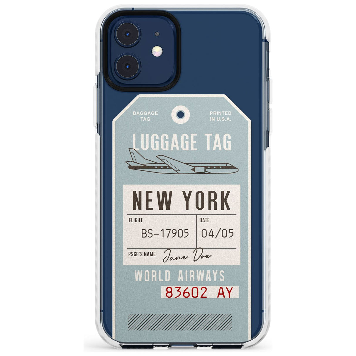 Custom Vintage USA Luggage Tag Slim TPU Phone Case for iPhone 11