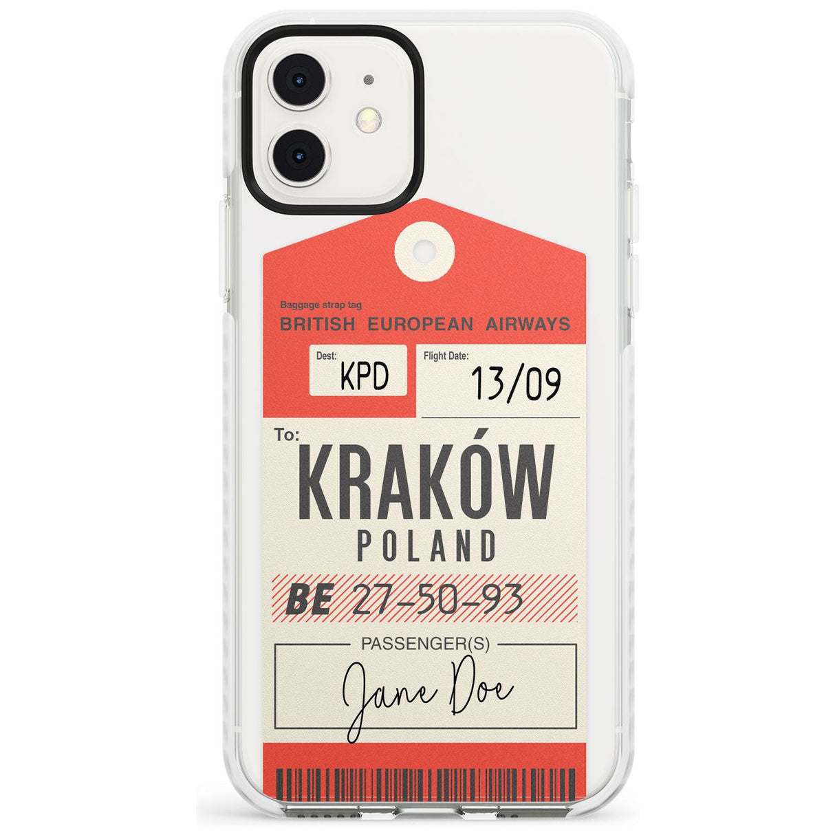 Custom Vintage BEA Luggage Tag Slim TPU Phone Case for iPhone 11