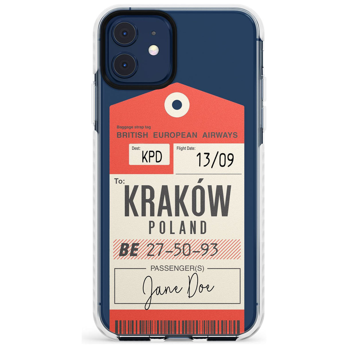 Custom Vintage BEA Luggage Tag Slim TPU Phone Case for iPhone 11