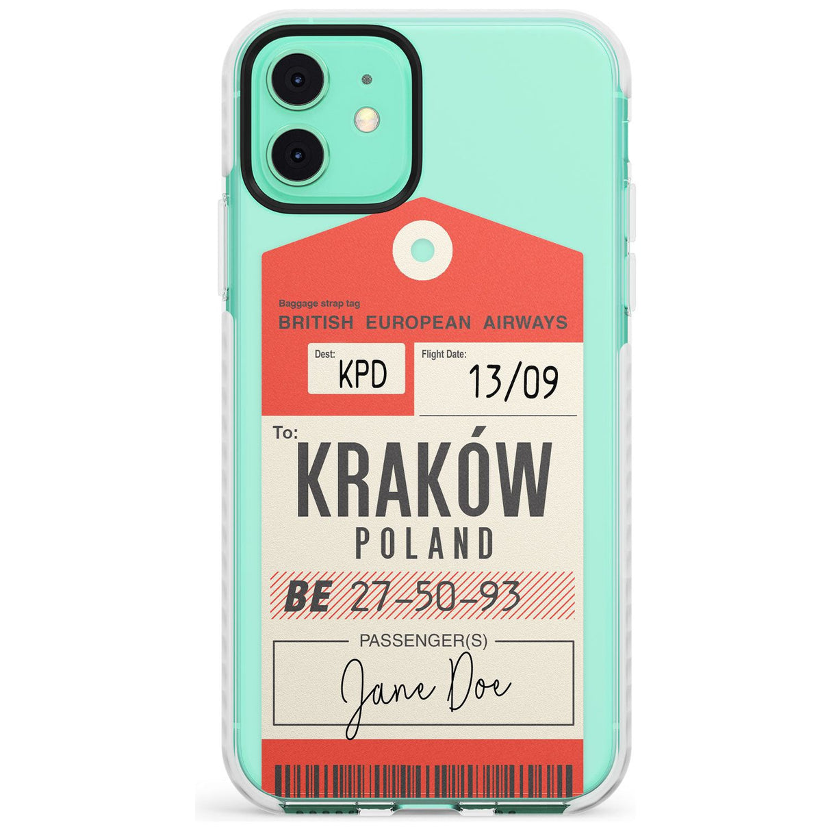 Custom Vintage BEA Luggage Tag Slim TPU Phone Case for iPhone 11