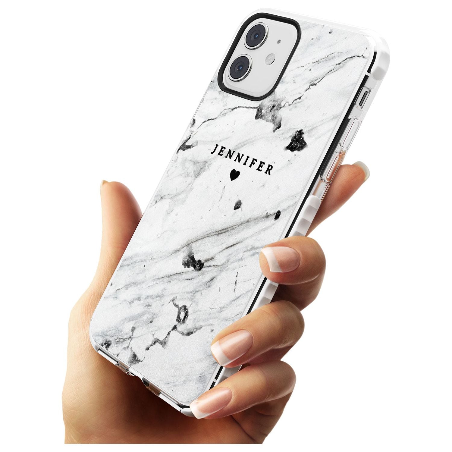 Personalised Black & White Marble Slim TPU Phone Case for iPhone 11