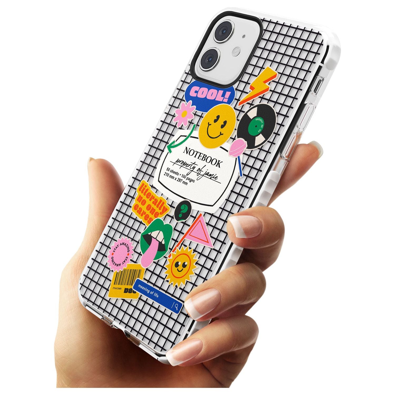 Custom Sticker Mix on Grid Slim TPU Phone Case for iPhone 11