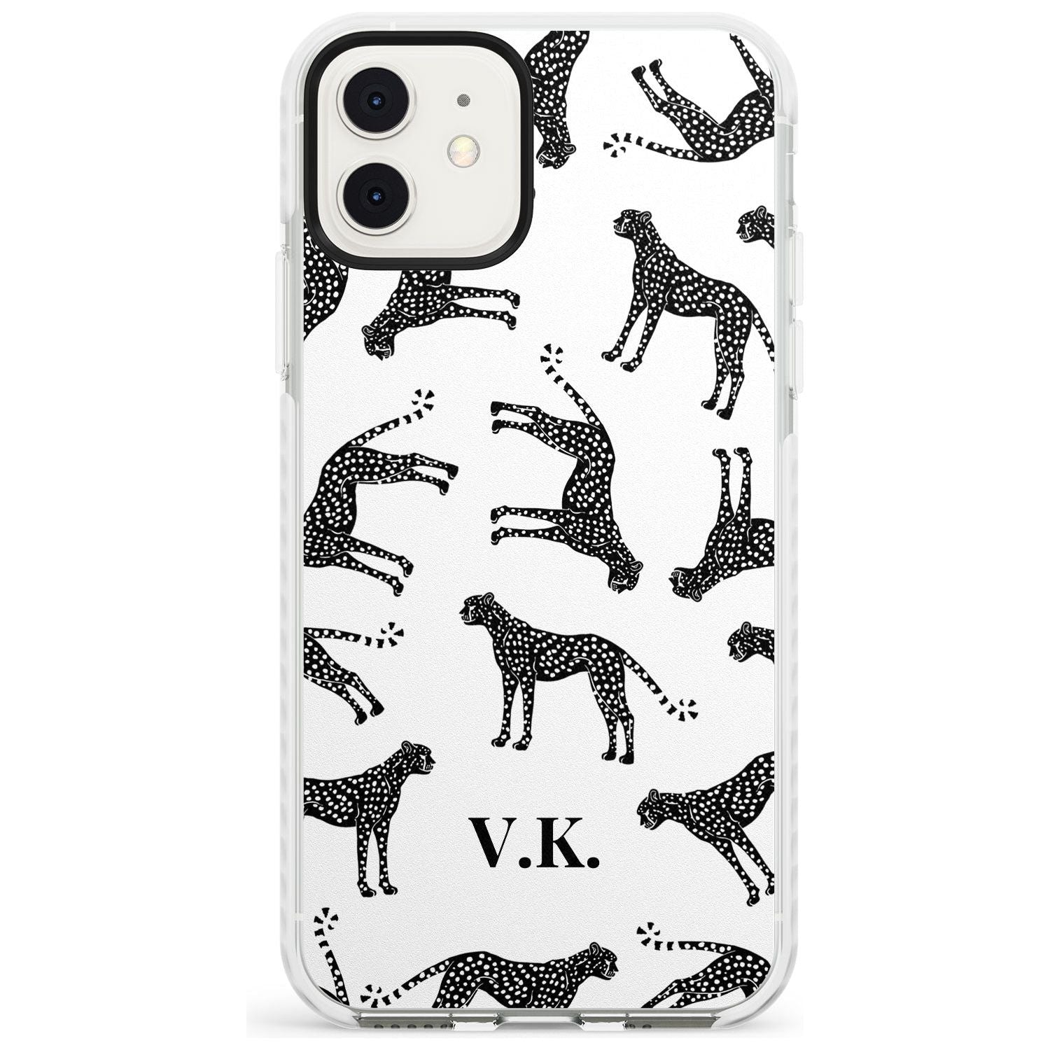 Personalised Cheetah Pattern: Black & White Slim TPU Phone Case for iPhone 11