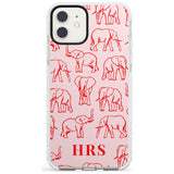 Personalised Red Elephant Outlines on Pink Impact Phone Case for iPhone 11