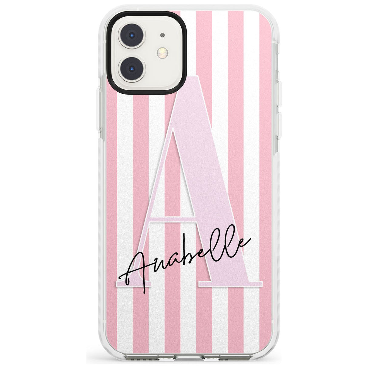 Pink Stripes & Large Monogram iPhone Case  Impact Case Custom Phone Case - Case Warehouse