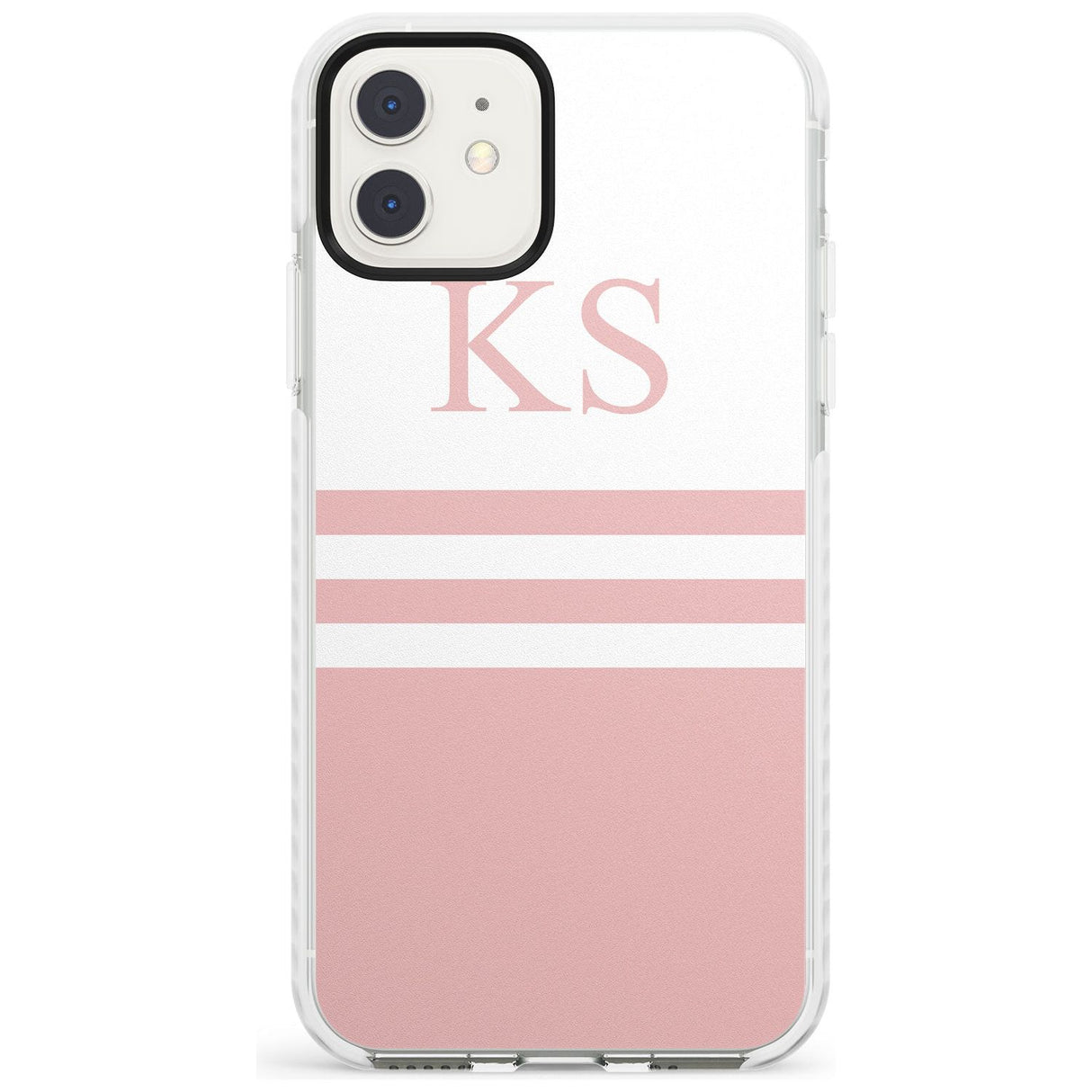 Minimal Pink Stripes & Initials iPhone Case  Impact Case Custom Phone Case - Case Warehouse