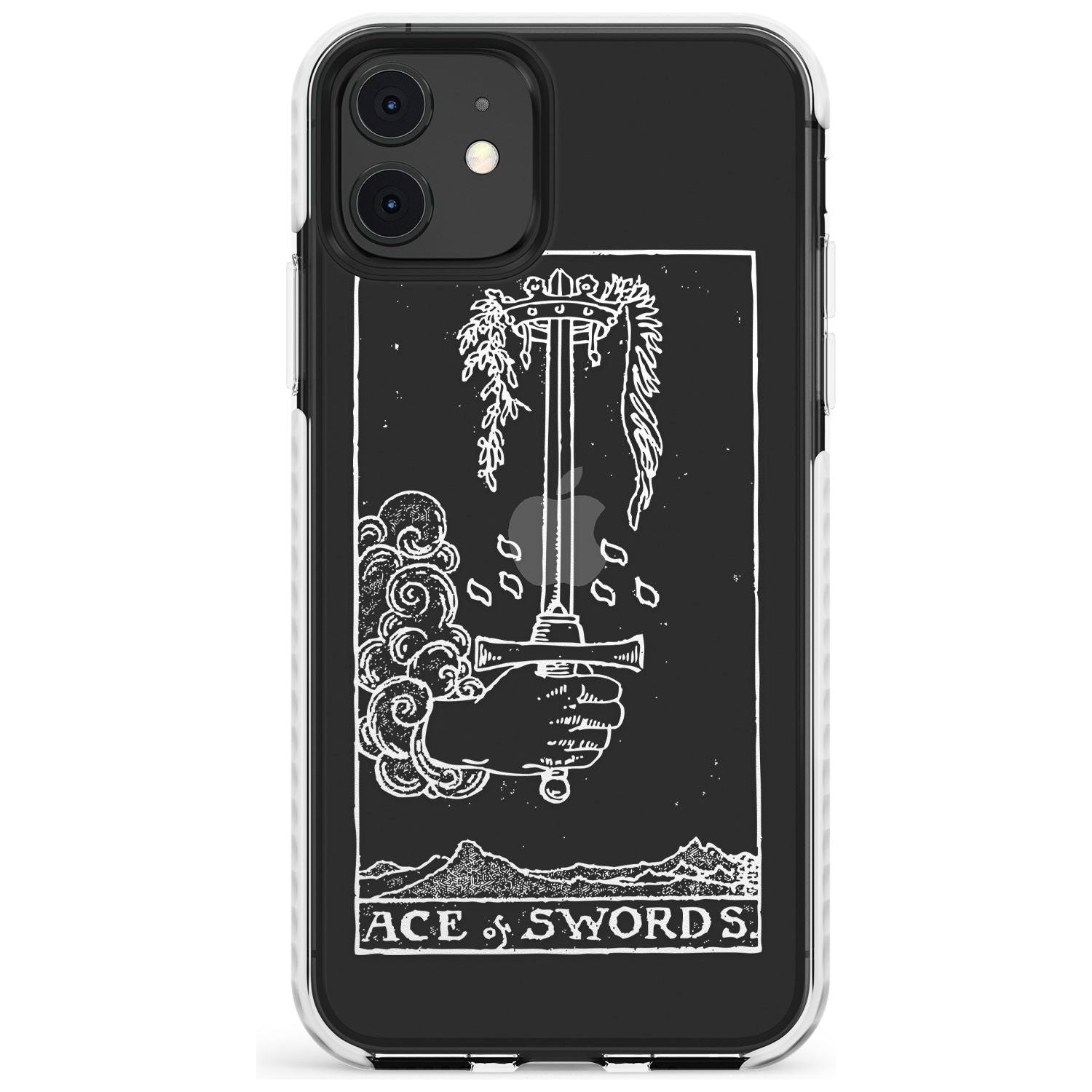 Ace of Swords Tarot Card - White Transparent Slim TPU Phone Case for iPhone 11