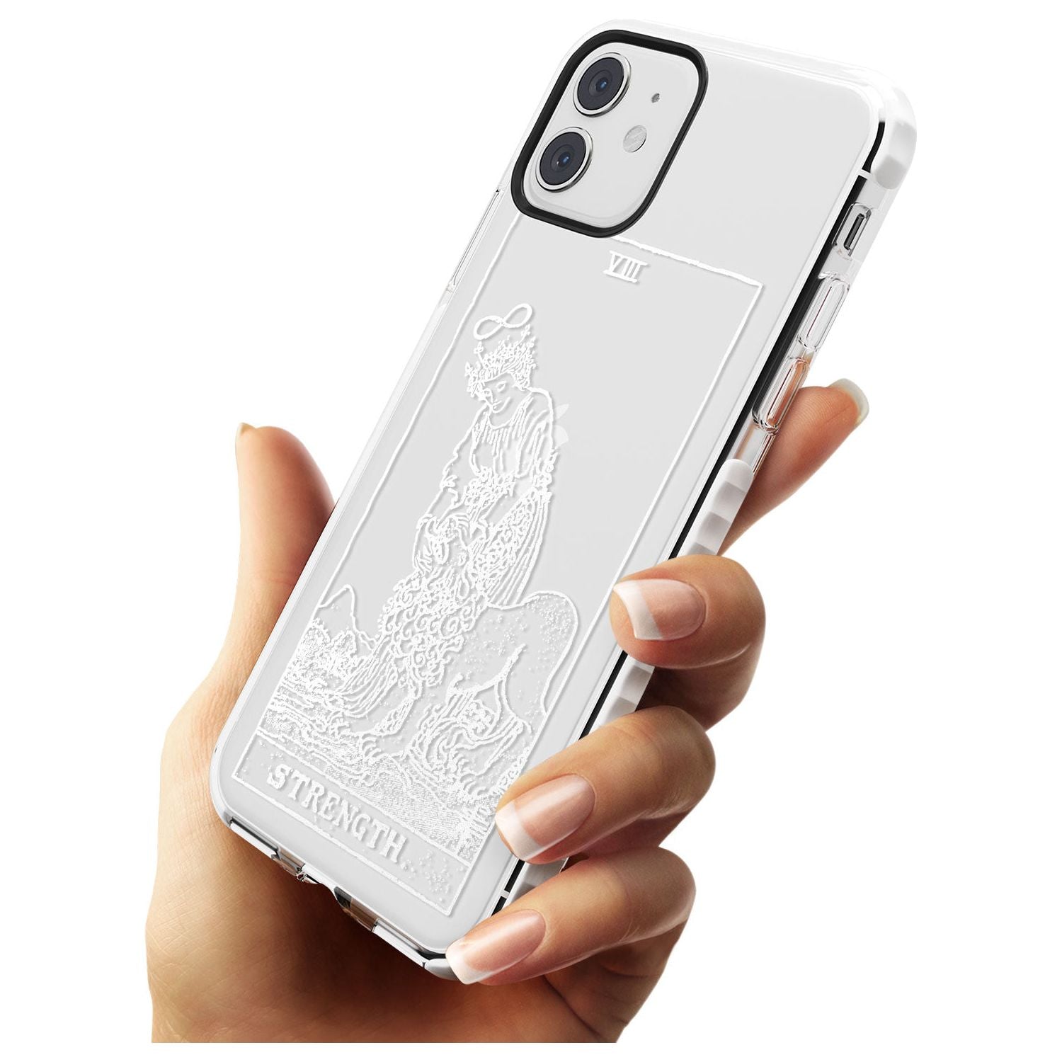 Strength Tarot Card - White Transparent Slim TPU Phone Case for iPhone 11