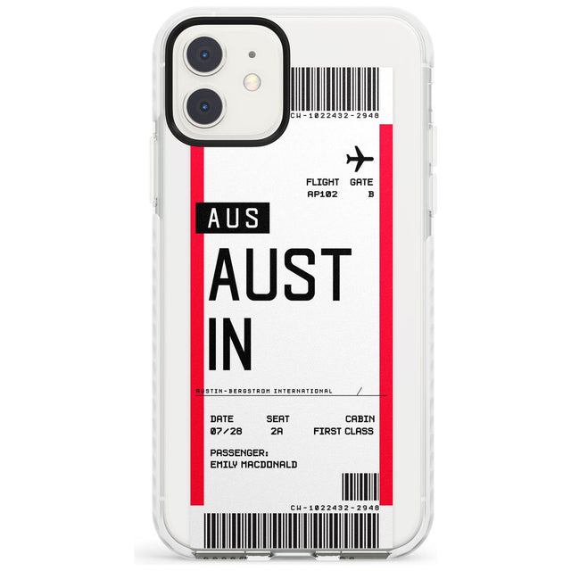 Austin Boarding Pass iPhone Case  Impact Case Custom Phone Case - Case Warehouse