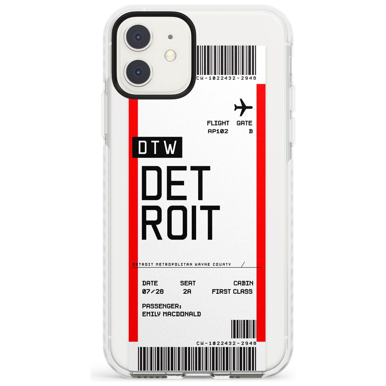 Detroit Boarding Pass iPhone Case  Impact Case Custom Phone Case - Case Warehouse