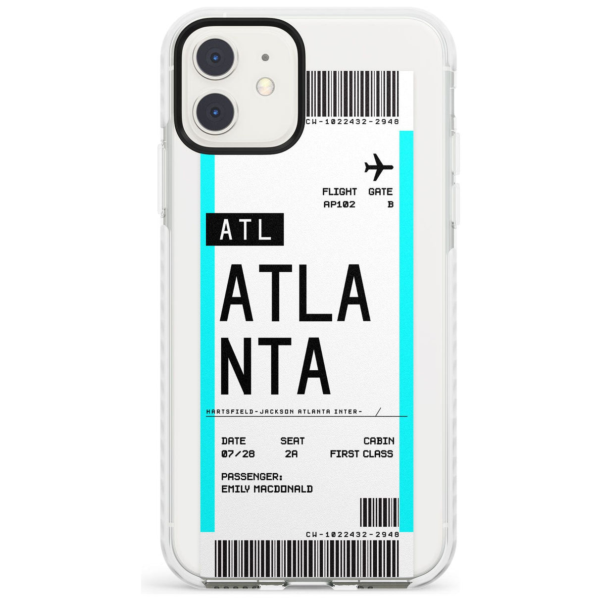 Atlanta Boarding Pass iPhone Case  Impact Case Custom Phone Case - Case Warehouse