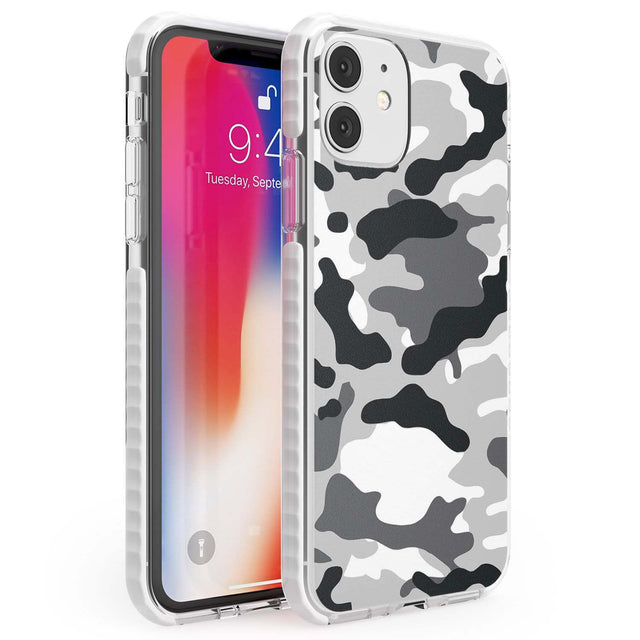 Grey Black Urban Camo Phone Case iPhone 11 / Impact Case,iPhone 12 / Impact Case,iPhone 12 Mini / Impact Case Blanc Space