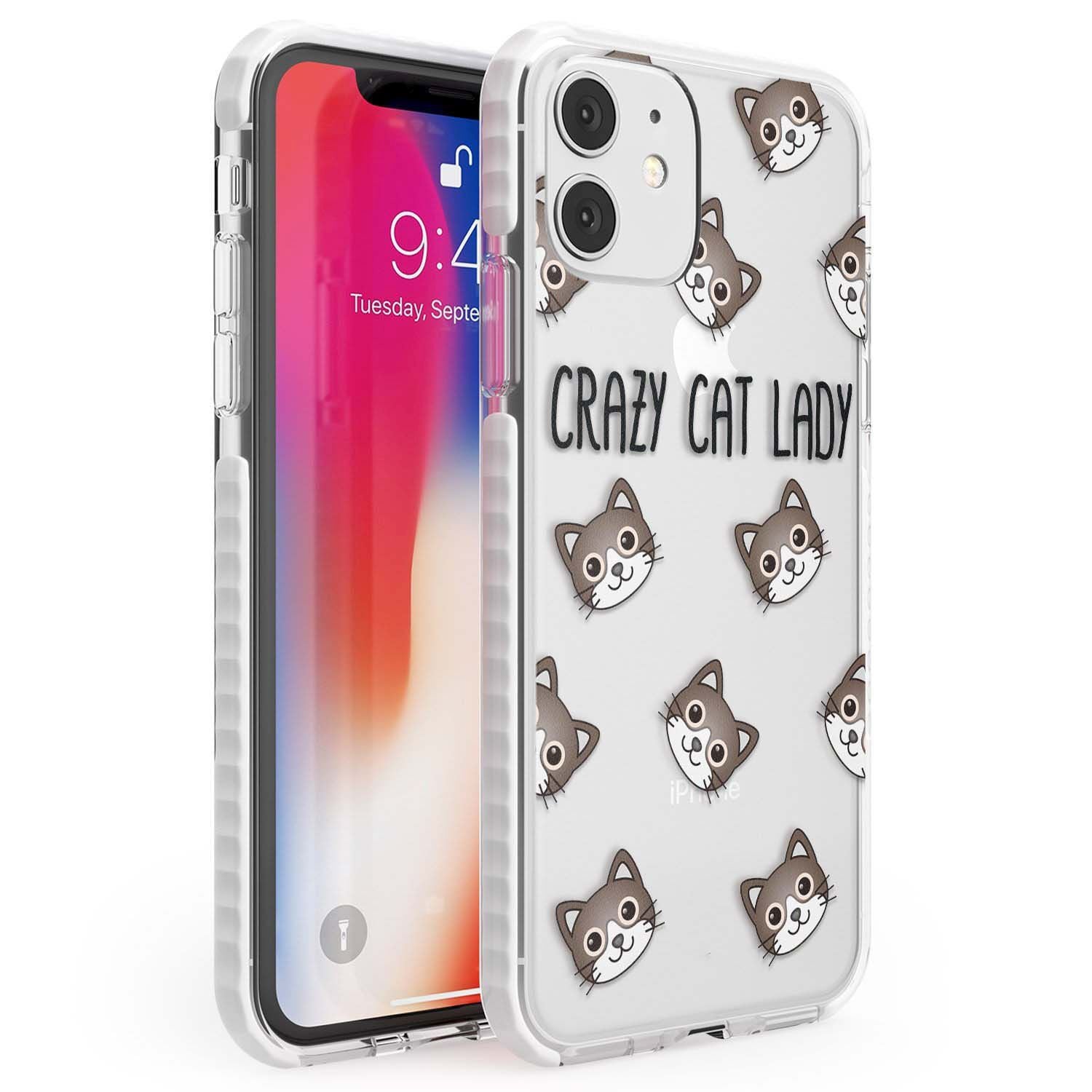 Crazy Cat Lady Phone Case iPhone 11 / Impact Case,iPhone 12 / Impact Case,iPhone 12 Mini / Impact Case Blanc Space
